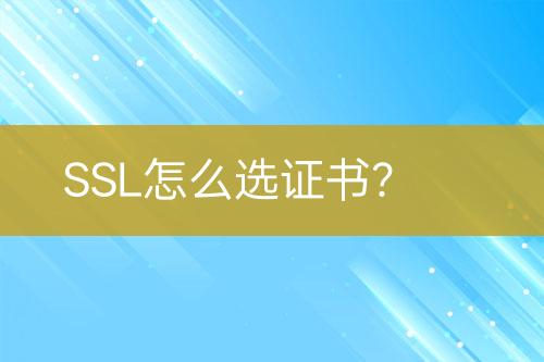SSL怎么選證書？
