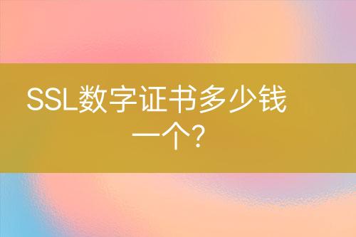 SSL數(shù)字證書多少錢一個？