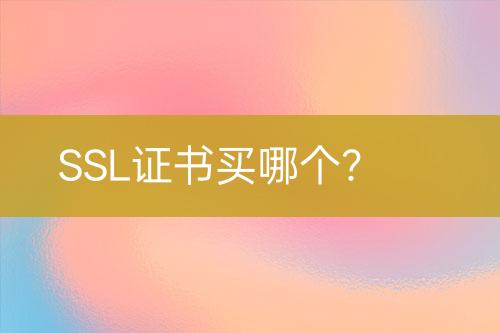 SSL證書買哪個？
