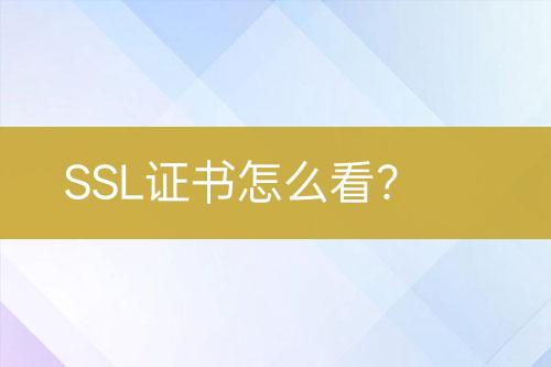 SSL證書怎么看？