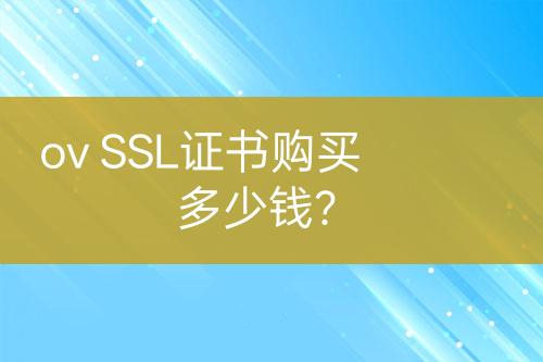 ov SSL證書購買多少錢？