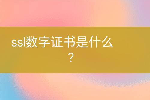 ssl數(shù)字證書是什么？
