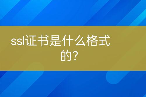 ssl證書是什么格式的？