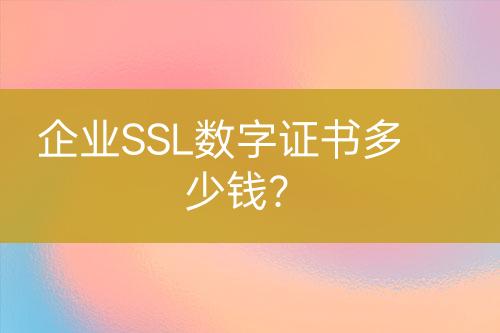 企業(yè)SSL數字證書多少錢？