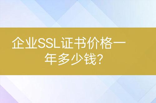 企業(yè)SSL證書價格一年多少錢？