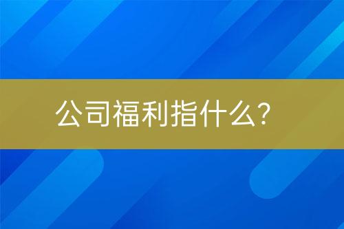公司福利指什么？