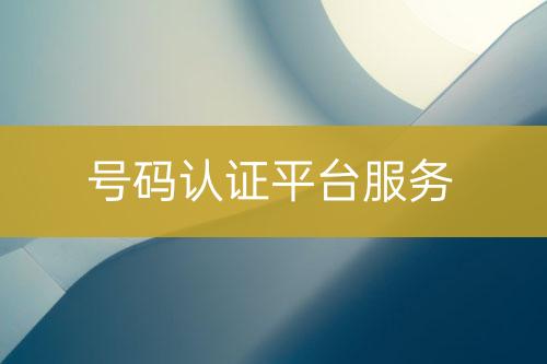 號(hào)碼認(rèn)證平臺(tái)服務(wù)
