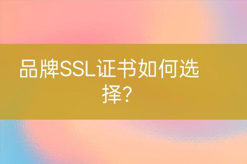 品牌SSL證書如何選擇？