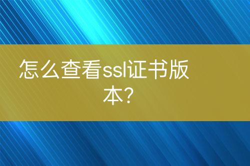 怎么查看ssl證書(shū)版本？