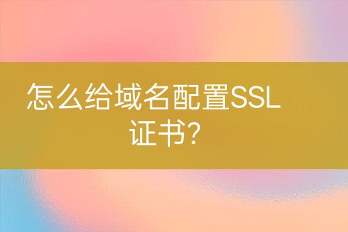 怎么給域名配置SSL證書？