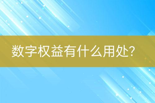 數(shù)字權(quán)益有什么用處？