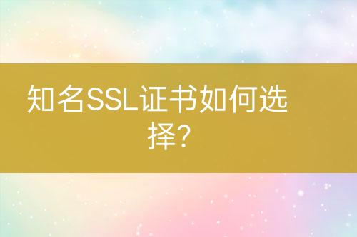 知名SSL證書如何選擇？