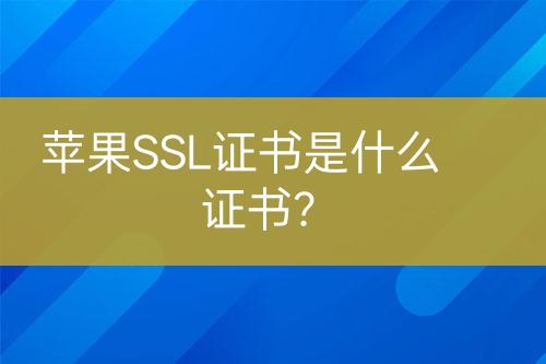 蘋果SSL證書是什么證書？