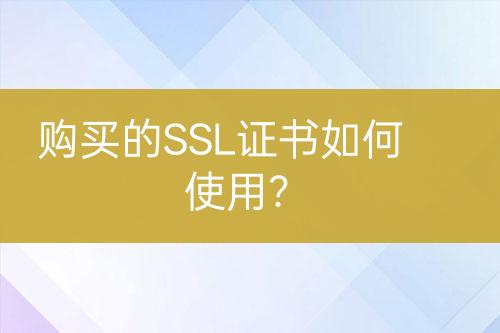 購(gòu)買(mǎi)的SSL證書(shū)如何使用？
